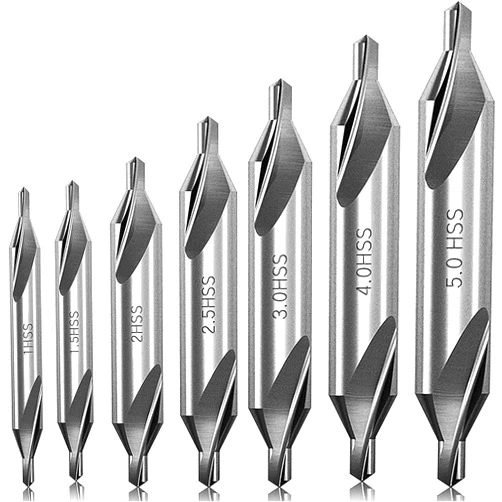 Generic 7 Pieces Center Drill Bits Set, M2 High Speed Steel 60-Degree Angle Center Drill Bits Kit Countersink Tools for Lathe Metalworking Size 1.0 1.5 2.0 2.5 3.0 4.0 5.0