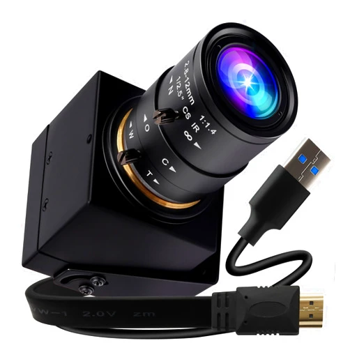 IEights 4K USB3.0 HDMI Camera 4K 60fps 2.8-12mm Zoom Webcam for Computer Mini Lightburn Camera for Laser Engraver H.264 Telescope USB Security Camera Industrial PC Camera for Raspberry Pi Jetson Nano