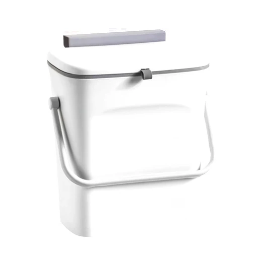 LALASTAR Small Trash Can with Lid, Kitchen Compost Bin for Countertop or Under Sink, Plastic Hanging Waste Basket for RV/Office/Bedroom/Dorm, Mountable, 4L/1 Gal, White