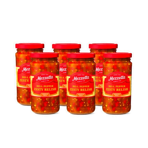 Mezzetta Bell Pepper Zesty Relish | Medium Heat | 12 Fluid Ounce Jar (Pack of 6)