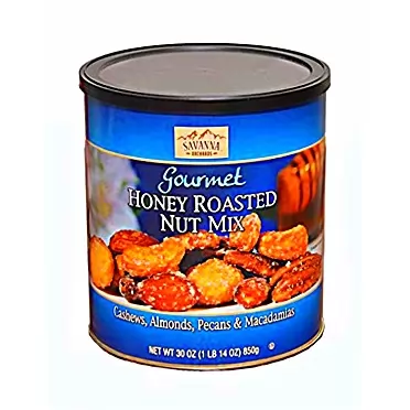 Savanna Orchards Gourmet Honey Roasted Nut Mix. Cashews, Almonds, Pecans &Macadamias. 30 oz. (2 Pack)