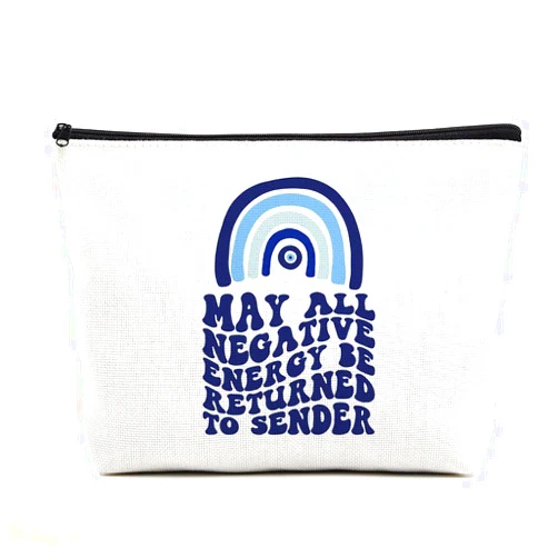 Fkovcdy Inspirational Witchy Gifts Witch Stuff Witchy Makeup Bag Witch Witchcraft Supplies Boho Evil Eye Halloween Birthday Gifts for Witchcraft Lover Women May All Negative Energy Be Returned to Sender