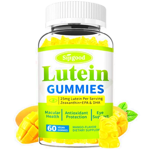 Sijigood Lutein Gummies with Zeaxanthin, Eye Vitamins with Omega-3, Bilberry, and Astaxanthin for Vision and Eye Health, Mango Flavor, 60 Count