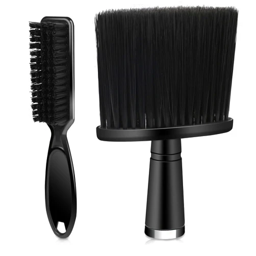 Mozeat Lens Barber Brush Set - 2 PCS Clipper Blade Cleaner, Soft Neck Duster, and Neckline Hairbrush for Hairstyling Professionals