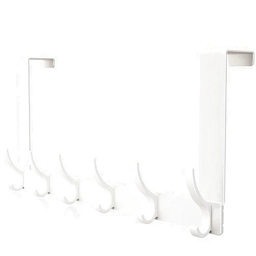 Jneoace Over The Door Hooks Rack, 6 Door Hanger Hooks, Over The Door Towel Rack for Hanging Coat, Towel, Bag, Robe, Hat, Back of Bathroom (White)
