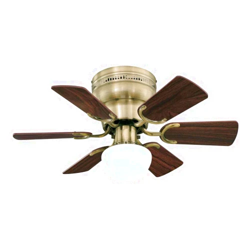 Ciata Lighting Petite 30-Inch Indoor Ceiling Fan in Antique Brass Finish with Dimmable LED Light Fixture in Opal Mushroom Glass with Reversible Walnut/Oak Blades