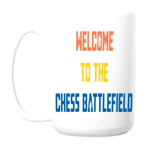 Handmade Humorous Gift Idea Funny Gift for Chess Lovers, Fun Design with Quotes and Chess Pieces - Humorous Present for Players - Large 15 Oz White Ceramic Coffee Mug
