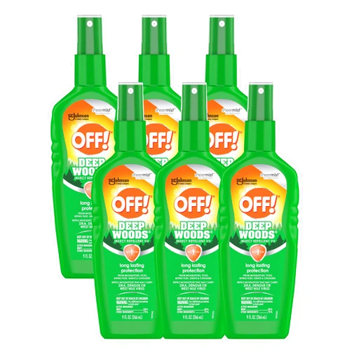 OFF! Deep Woods Insect Repellent VII, Long Lasting Protection from Mosquitoes, Ticks, Biting Flies, Gnats & Chiggers, 9 FL OZ Pump Spray Bottle (Pack of 6)