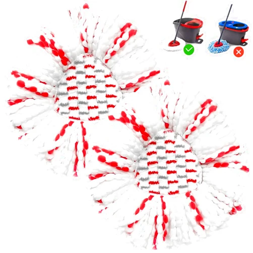 Higfra 2 Pack Mop Heads Replacements - 40% More Cleaning Power, Spin Mop Heads Replacements for O Cedar Easy Wring 1-Tank System, Deep Cleaning, Microfiber and Machine Washable
