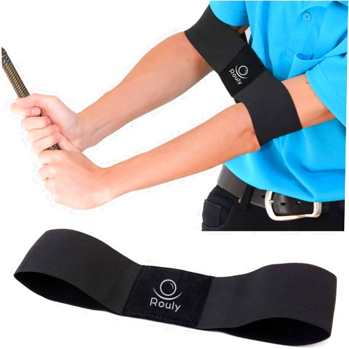 LANJAO Golf Swing Trainer Aid,Swing Correcting Arm Band, Swing Easy Black