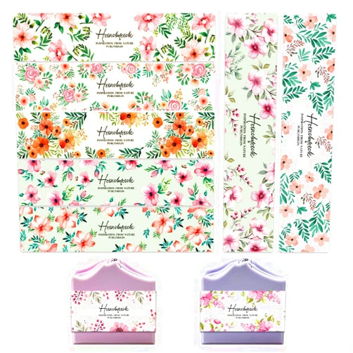 PH PandaHall 90pcs Flower Soap Wrappers, Watercolor Styles Plant Soap Labels Floral Soap Packaging Paper Crafts Wrapper for Handmade Soap Lotion Bars Bath Gift Wrapping, 9 Styles, 8.3x1.97inch