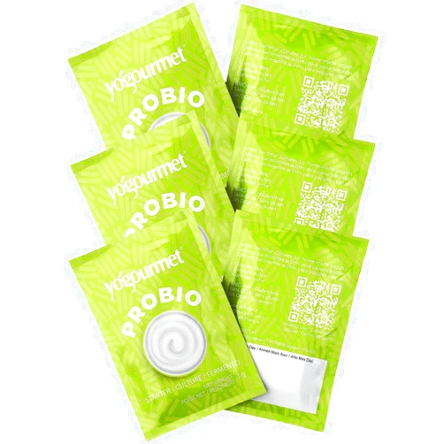 Yogourmet Yogurt Starter With Probiotics (6 Sachets = 6 Quarts of Yogurt) - Make Yogurt at Home - Starter Culture - All Natural, Gluten Free, Kosher, Halal - 3 g Sachets