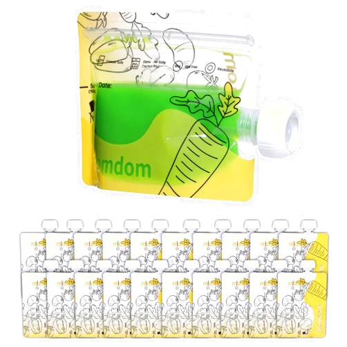Gemdom 20 Pack Reusable Baby Food Pouches for Toddlers, Refillable Squeeze Pouch for Applesauce Yogurt Homemade Organic Puree Juice Snack for Baby Kids Students, Storage Containers, BPA Free, 5oz