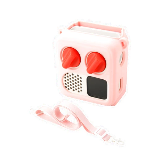 TXEsign Silicone Case Cover for Yoto Mini (2024 Edition), Travel Carrying Case with Adjustable Shoulder Strap Protective Cover for Yoto Mini Player (Pink)