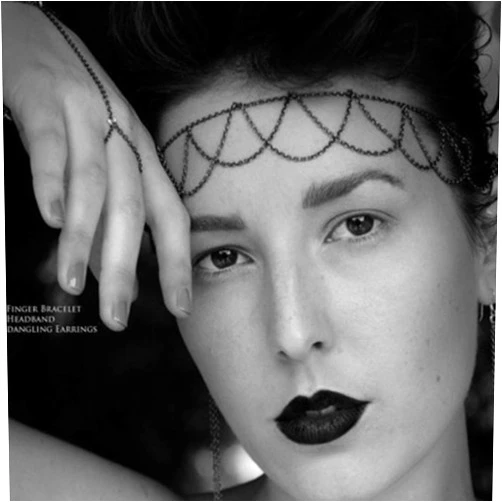 Mosako Vintage Layered Forehead Head Chains Black Tassel Gypsy Hair Chains Retro Headpieces Headbands Prom Festival Party Hair Accessories Delicate Halloween Cleopatra Hair Jewelry for Women and Girls
