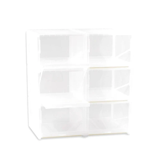 AJP Distributors 6-Pack Push-Pull Drawer Type Stackable Shoe Storage Container Box Organizer with 120° Lids for Home Closet & Entryway Sneakers Shoes Cabinet Bins Transparent Plastic Boxes Set (Clear)