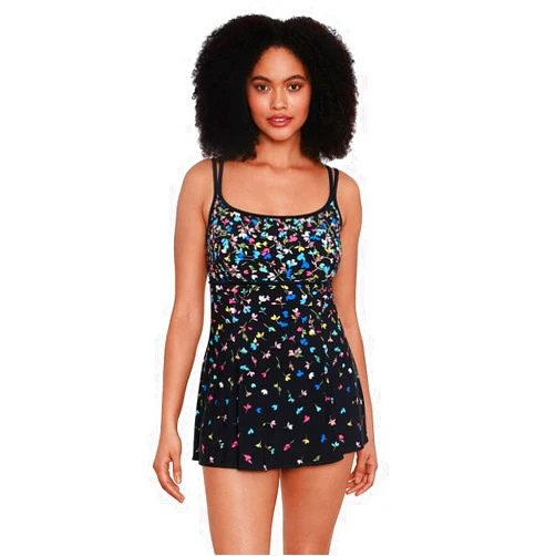 Longitude Women's Swimwear Empire Princess Seam Soft Cup Long Torso Swimdress