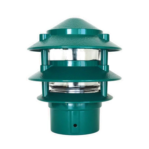Greenfield PL3TPBLEDG Made in The USA LED Weatherproof 3-Tier Pathlight with Post Base - Green,