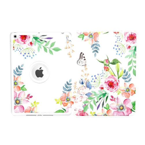 MoKo Case for iPad 9th Generation 2021 / iPad 8th Generation 2020 / iPad 7th Generation 2019 with Pen Holder, iPad 10.2 Case with Soft TPU Back Stand Cover, Auto Wake/Sleep, Fragrant Flowers