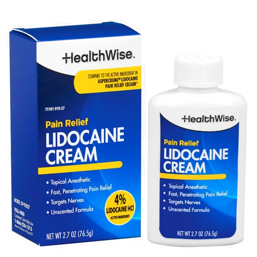 HealthWise Maximum OTC Strength Lidocaine Cream | Numbs Away Pain | Long-Lasting Relief | Non-Greasy | 2.7 Oz | Unscented Formula | Topical Anesthetic