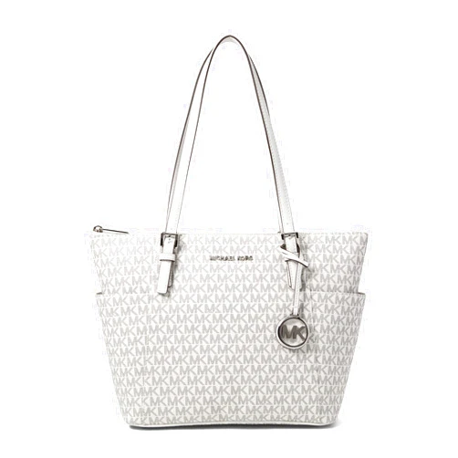 Michael Michael Kors Michael Kors Jet Set Item East/West Top Zip Tote Optic White/Black One Size