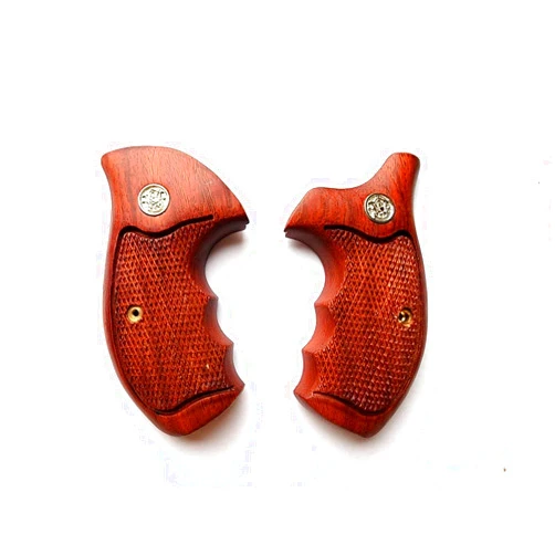 Generic BMPL Hardwood Checkered Grips for Smith & Wesson S &W Revolvers, K Frame Round Butt New Handmade, Brown