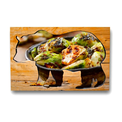 VIUBGCPS Canvas Print Picture Creative Bear Wall Art Painting BBQ Brussels Sprouts with Grainy Mustard Honey Glaze Framed And Stretched Poster Home Decor Artwork 20x32 Inches