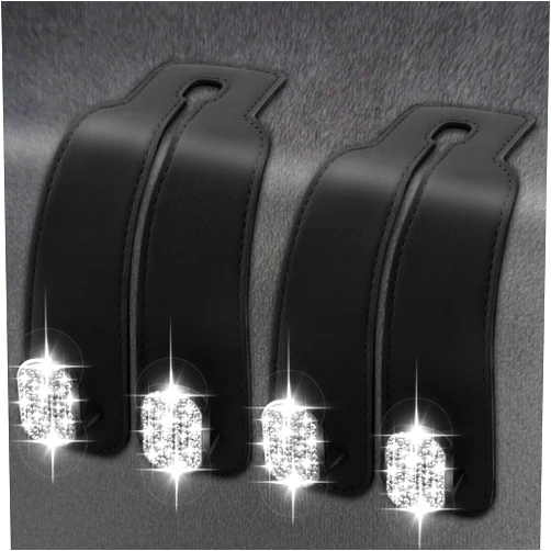 Amelity Bling Car Back Seat Headrest Hooks, Car Hooks for Purses and Bags, Bag Hooks for Car Back Seats, Car Seat Hooks (2 Pack, Black)