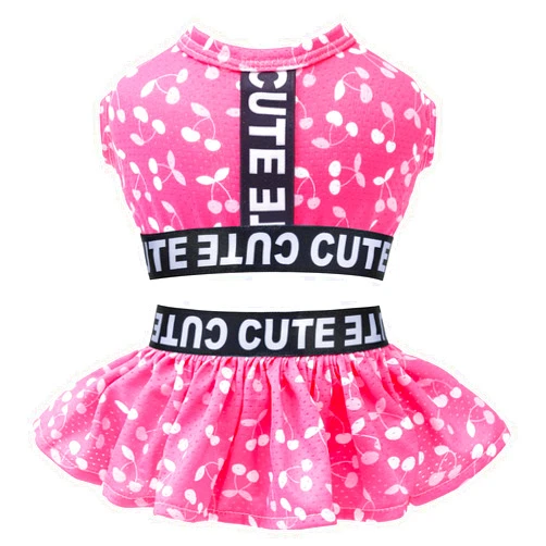 CuteBone Two Piece Dog Sports Dress Athleisure Puppy Skirt Lightweight Small Dogs Girl Clothes Cat Apparel SPS12M