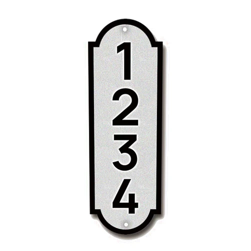 Curb-N-Sign Vertical House Number, Made in USA White and Black Address Plaque Outside Sign, 911 Highly Reflective 10x3.5