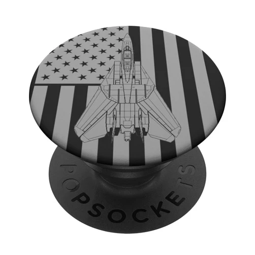 Designed For Flight F-14 Tomcat American Flag Military Jet Fighter Airplane PopSockets Adhesive PopGrip