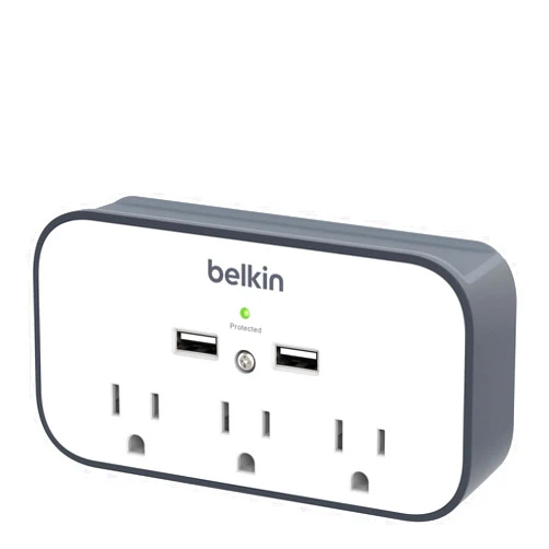 Belkin Wall Surge Protector - 3 Outlet w/ 2 USB Ports Mount with Premium Protection Against Surges Safe Charge for Mobile Devices, Tablets & More (540 Joules)