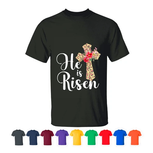 God2life He Is Risen Jesus Christ Cross Easter Sunday Gift for Believers God Lovers Men Women Black T shirt