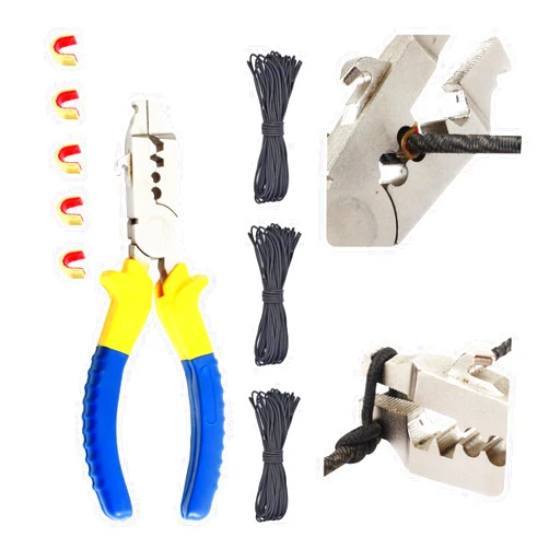 SPG Bow String Nock Point Pliers - D Loop Pliers with D Loop Material for Compound and Recurve Bowstring Arrow Nocks Points Bowstring Maintenance Kit(Plier,3 D Loop Strings,5 Archery Nocks)