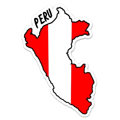 Squiddy Peru Map with Flag - Vinyl Sticker Decal for Phone, Laptop, Water Bottle - 3
