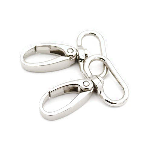 CRAFTMEMORE Swivel Snap Hook Push Gate Lobster Clasps Quality Oval Clips for Landyard Keychain Purse Making 4 Pack VT26 (1 Inch, Silver)