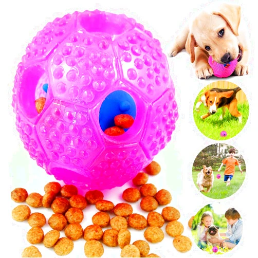 CHLEBEM Puppy Toys Interactive Dog Toys Dog Chew Toys Ball for Small Medium Dogs Chew Teething Teeth Cleaning Treat Food Dispensing Tough Durable Rubber Pet Ball Cleans Teeth Dog Balls (Pink)