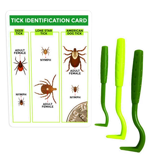 TickCheck Tick Remover Value 3 Pack - Tick Remover Tools + Tick Identification Card - for Humans, Dogs & Cats (1 Set)