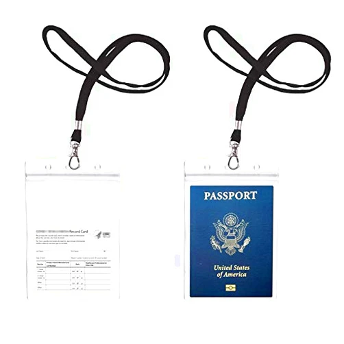 CypesCrafts Passport Badge Holders with Extra PVC ID Card Holder and Woven Lanyards Ideal for Cruise and Vacation by CypesCrafts(2Pack Black Lanyards)