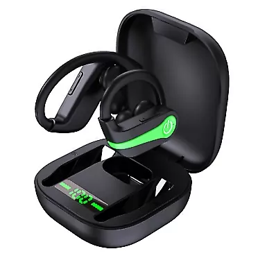 Donerton Wireless Earbuds, Bluetooth 5.1 Sport Headphones with Charging Case, 10Hours Single Playtime Earhooks Headset, Wireless Earphone 6D Stereo HiFi Sound Noise Cancelling, Green