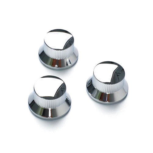 OVSAL 3Pcs Electric Guitar Control Knobs Volume and Tone Knobs Metal Guitar Replacement Parts for Feder Strat Telecaster Jazz Gibson（ Chrome）