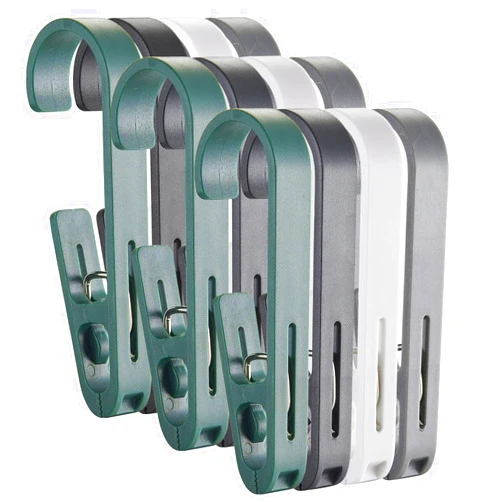 KooNiosio Multipurpose Hook Clips, 12Pcs Clothes Pins, Strong Large Plastic Clothes Clip Hanger, S Hooks for Shower Curtain