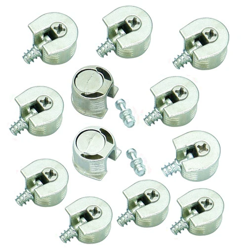 Lasenersm 12 Pieces Zinc Alloy Thread Cam Lock Shelf Support Pin Zinc Alloy Cam Lock Cabinet Shelf Support Holder Bracket Studs Pins for Furniture Kitchen Cabinet, Silver-Tone