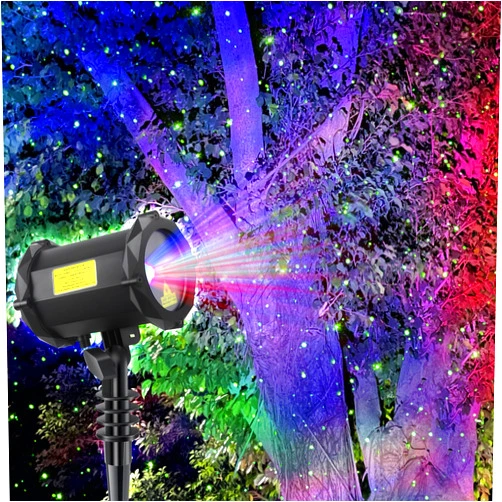 Lunmore Firefly Garden Lights Star Projector Laser Christmas Lights with Colorful LED Background Light