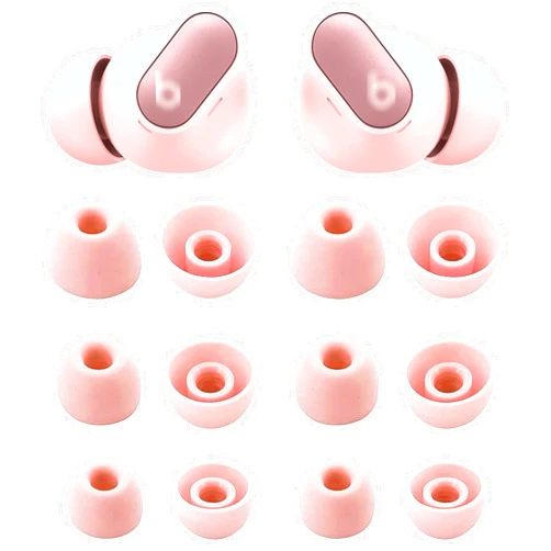 BLUEWALL Eartips Compatible with Beats Studio Buds + Studio Buds Plus, S/M/L 3 Sizes Soft Silicon Earbud Tips Replacement Eartips Compatible with Beats Studio Buds + 6 Pairs Cosmic Pink
