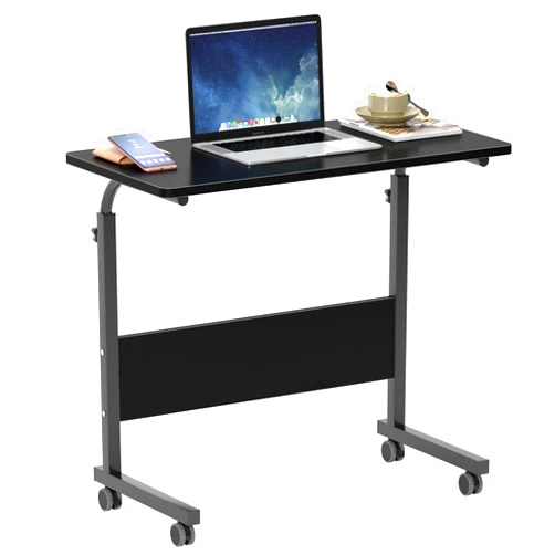 SogesHome 31.5inches Adjustable Mobile Bed Table Portable Laptop Computer Stand Desks with Rolling Wheels，Black