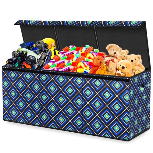 HOMEMARVEL Large Toy Chest, Big Toy Box, Extra Large Toy Box for Boys & Girls, Collapsible Sturdy Toy Box Chest Storage Organizer with Removable Lids for Playroom, Bedroom, Nursery, Closet
