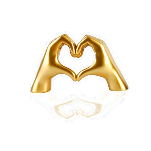 YOUYIC Modern Hand Gesture Statue Romantic Love Sign Heart Shaped Finger Sculpture Resin Abstract Decoration Ornaments for Livingroom, Bedroom, Office Desktop, Cabinets (Golden)