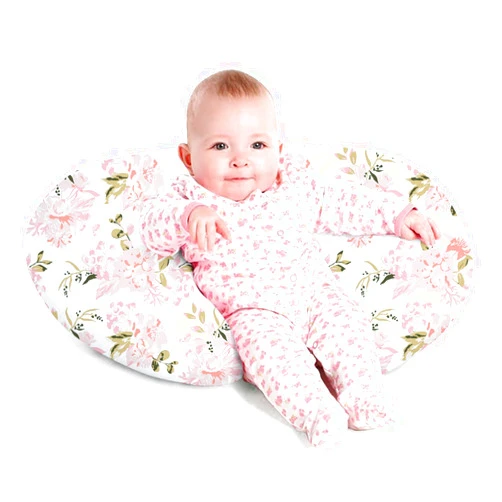 Little Grape Land Nursing Pillow, Breastfeeding Pillow with Removable Cover with Breathable Filling, Feeding Support Pillow for 0-16 Months, Multifunctional Support Cushion for Travel, Rose Floral