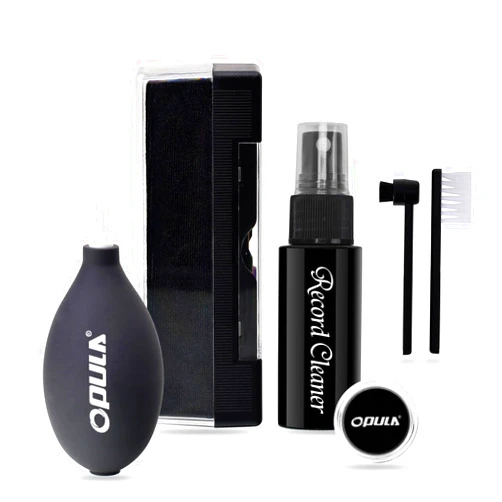 OPULA Vinyl Record Cleaning Kit - OPULA 6PCS Vinyl Records Cleaner Kit for Records Albums - Soft Velvet Record Brush, Air Blower, Stylus Gel, Cleaning Liquid, Stylus Brush, Brush for Velvet